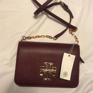 Tory Burch Britten combo crossbody burgundy NWT